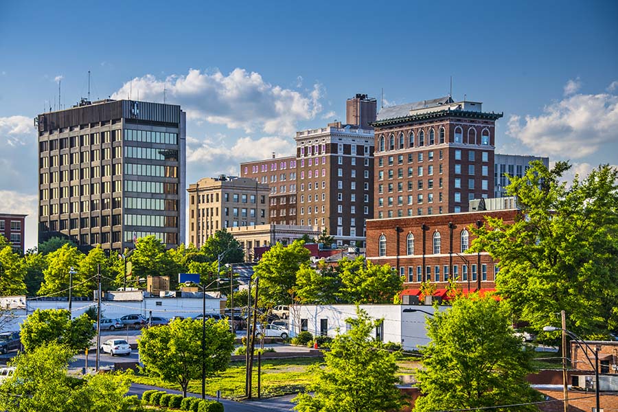 Business Insurance - View Of Commercial Buildings And Trees In Greenville South Carolina