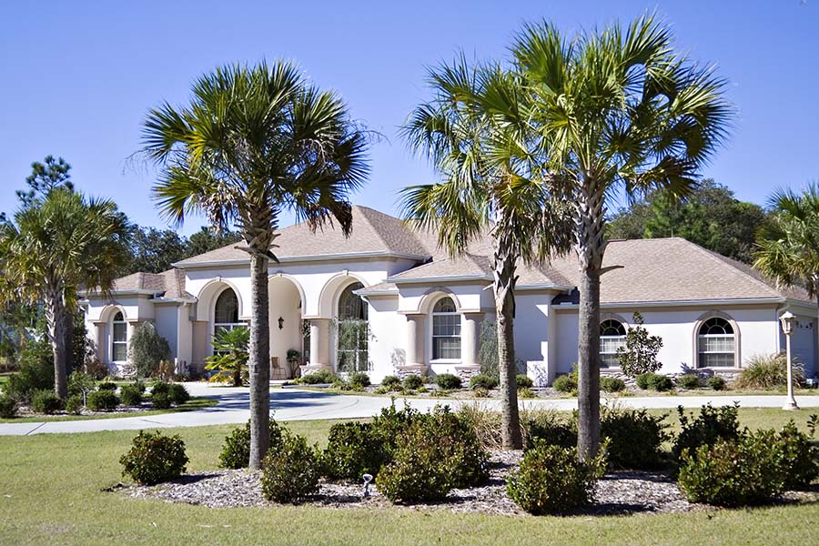 Home Insurance - Luxury Mansion WIth Palm Trees In South Carolina